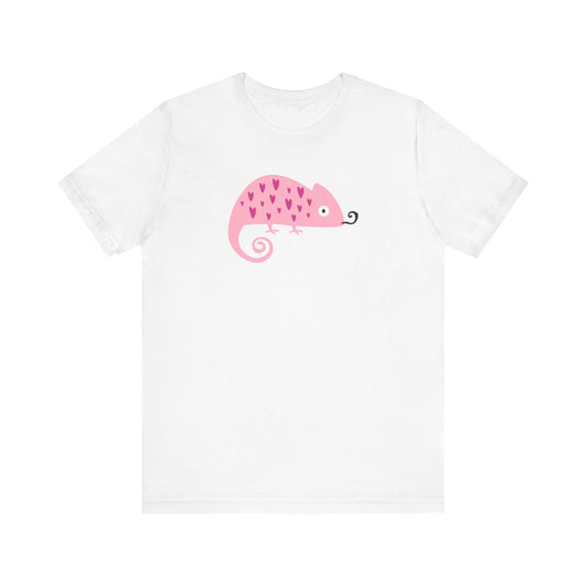 Unisex Jersey Short Sleeve Tee Pink Chameleon Love Heartfelt Charm