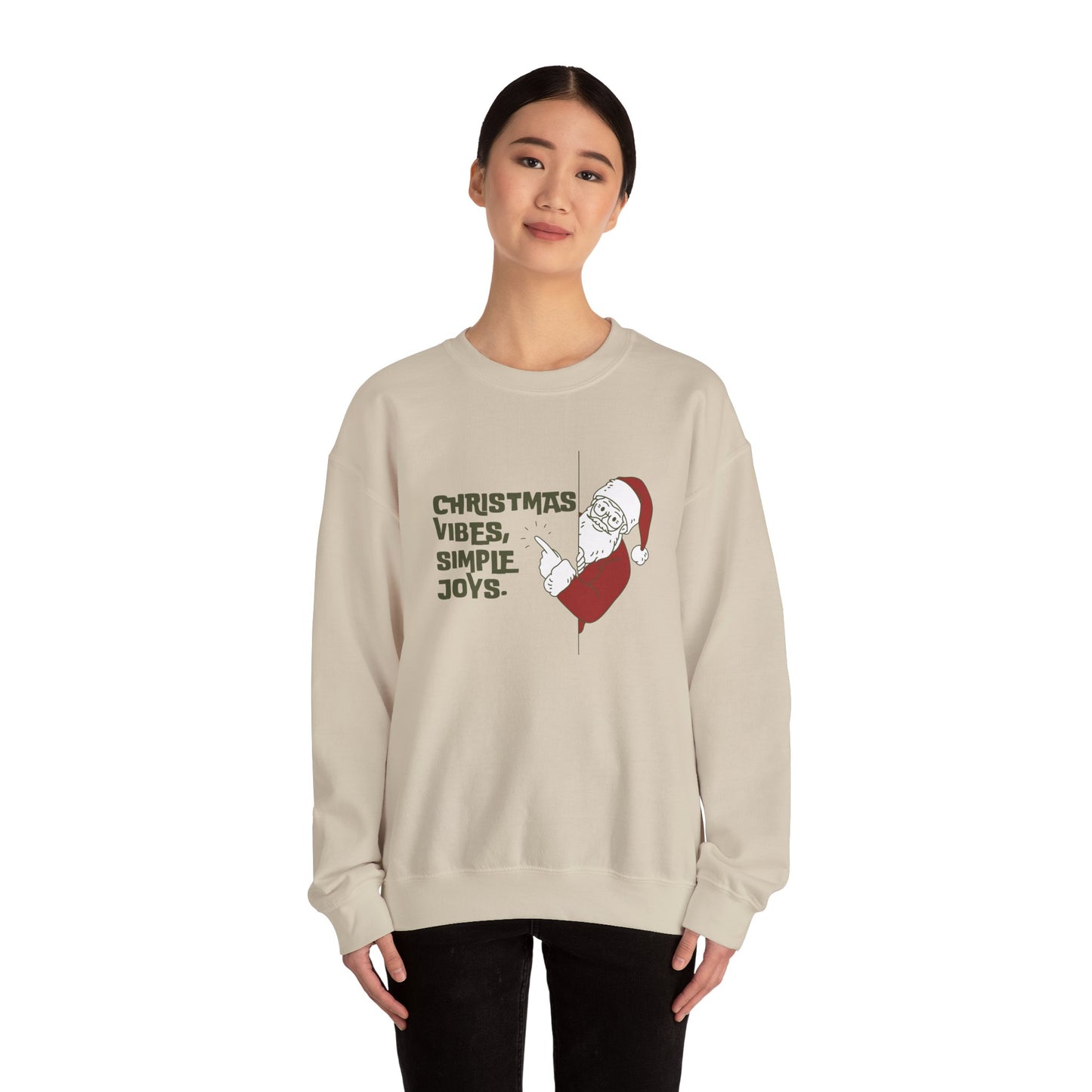 Unisex Heavy Blend Crewneck Sweatshirt Christmas Vibes Simple Joys with Santa 🎅✨