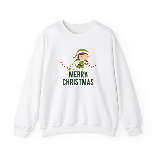 Unisex Heavy Blend Crewneck Sweatshirt Merry Christmas with Santa's Elf 🎅🎄✨