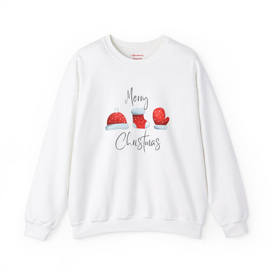 Unisex Heavy Blend Crewneck Sweatshirt Merry Christmas with Winter Elements 🎄☃️❄️