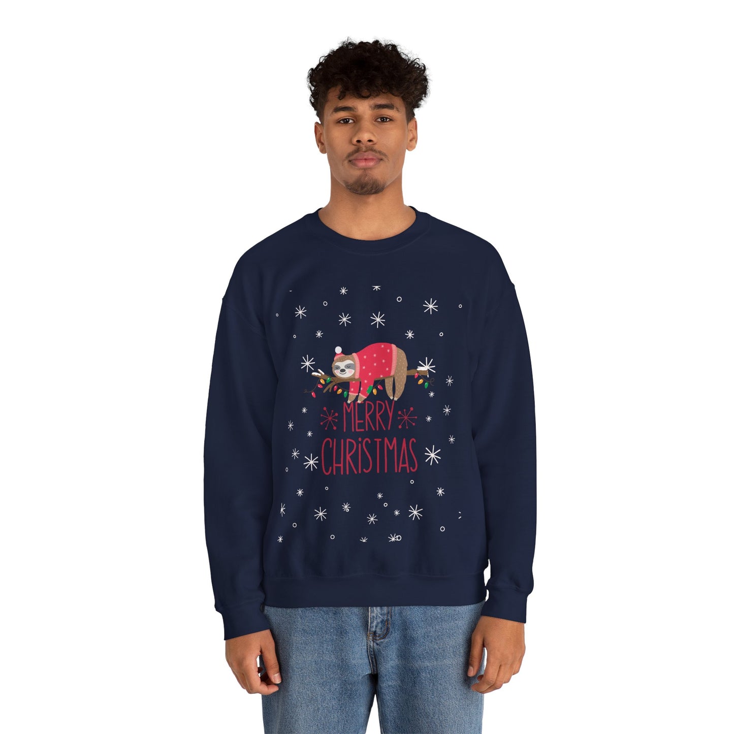 Merry Christmas Sloth 🎄🦥✨ Unisex Heavy Blend Crewneck Sweatshirt