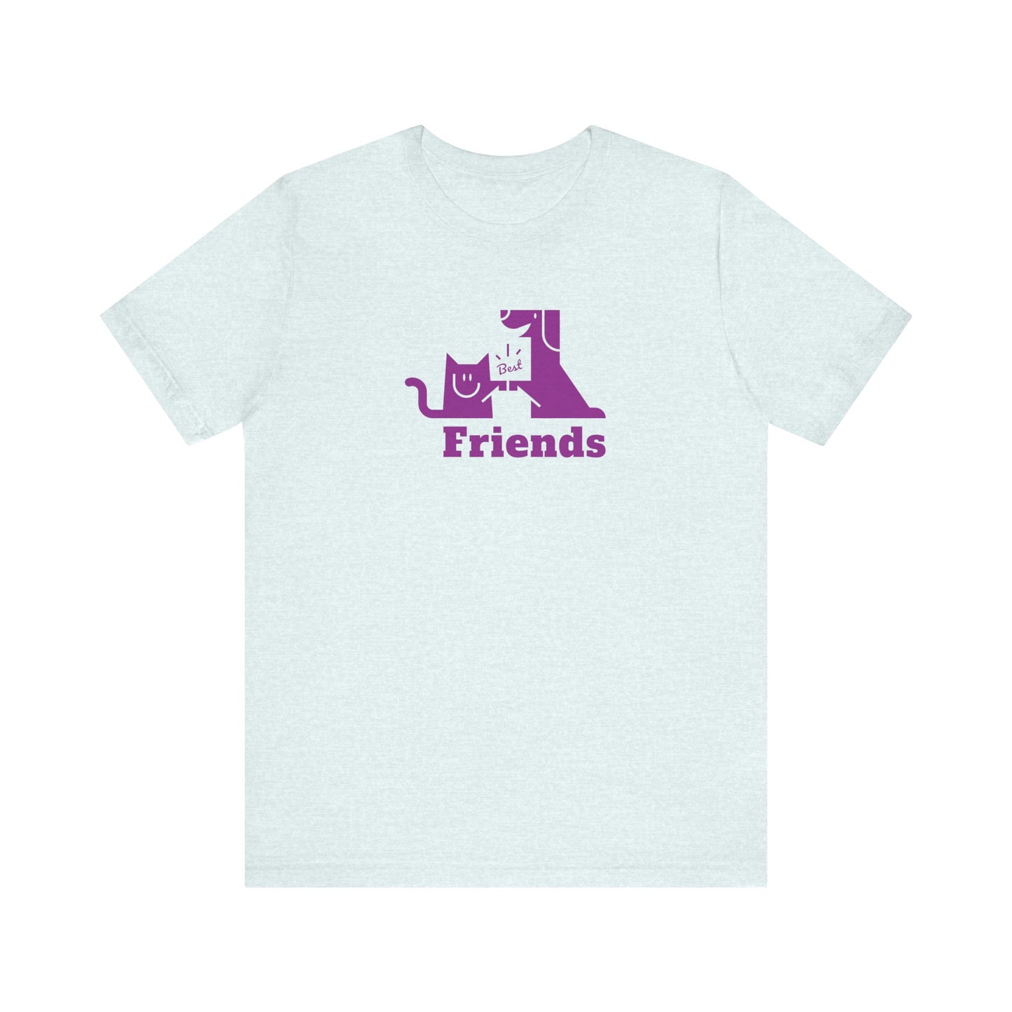 Unisex Jersey Short Sleeve Tee Cat & Dog Hi-5 Each Other Best Friends Purple Print