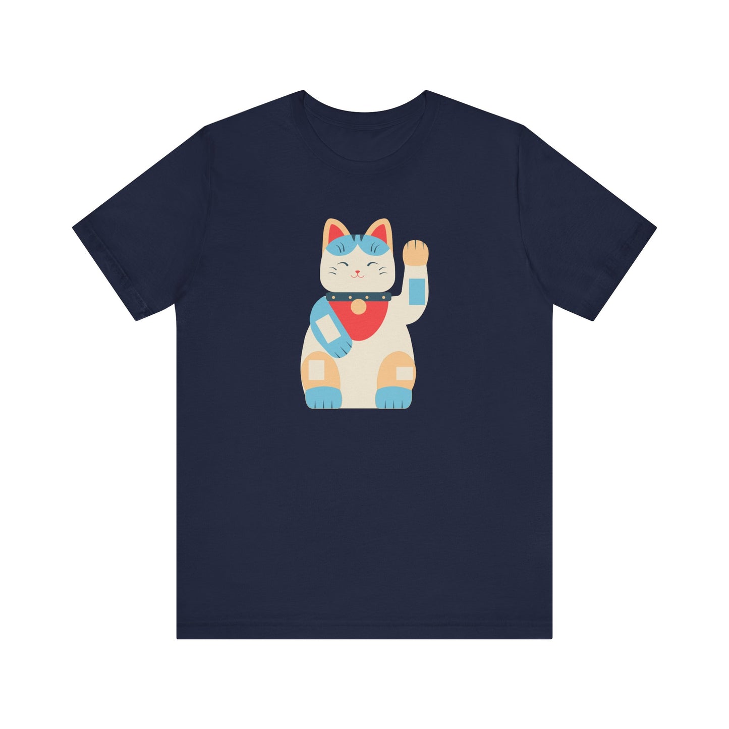 Unisex Jersey Short Sleeve Tee Good Vibes With Maneki-Neko Cat