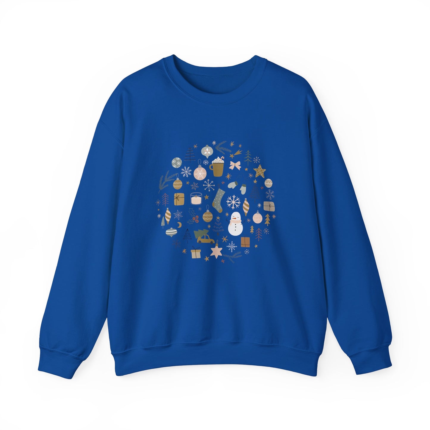 Unisex Heavy Blend Crewneck Sweatshirt Festive Holiday Round Collage 🎄☃️❄️