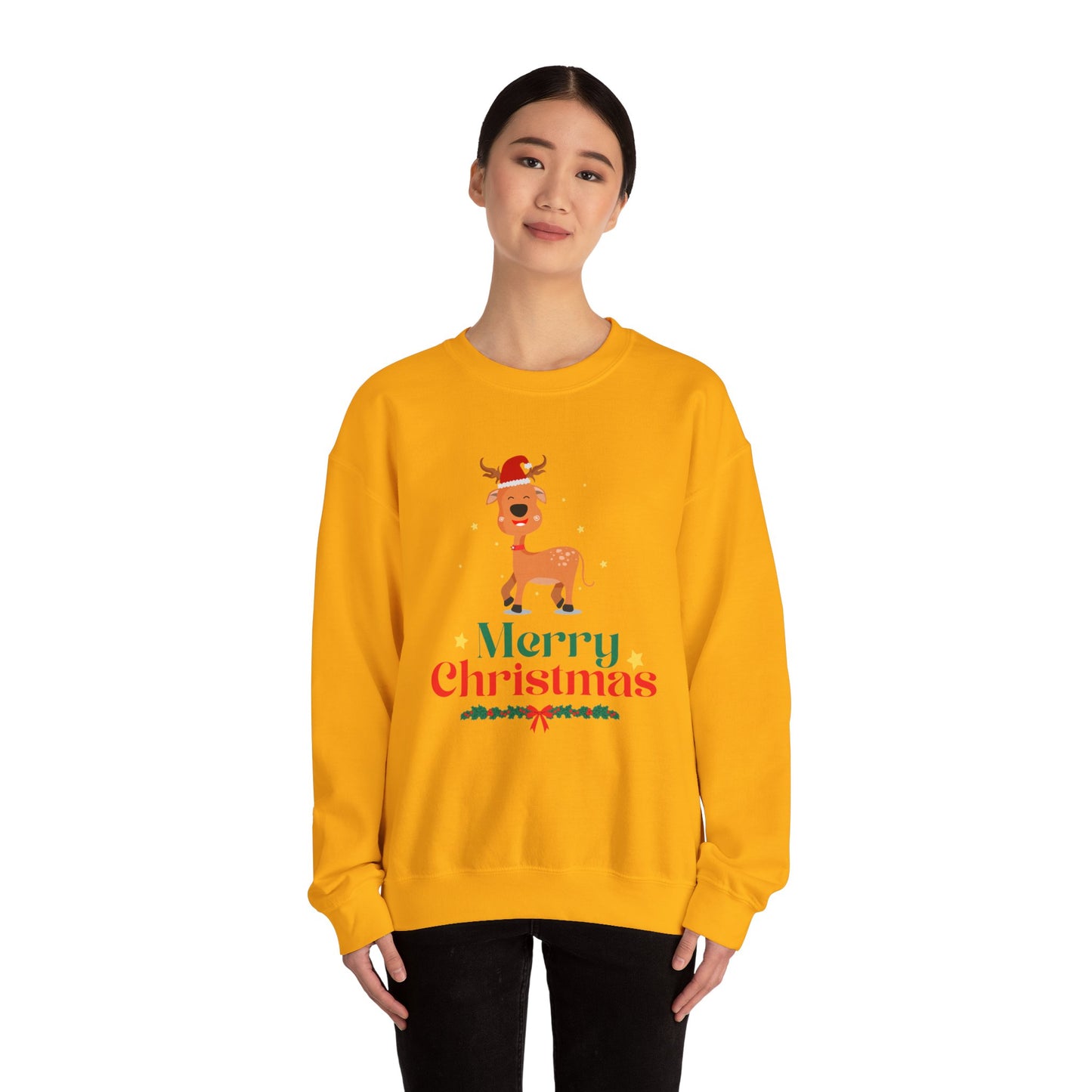 Unisex Heavy Blend Crewneck Sweatshirt Merry Christmas Reindeer 🎄🦌✨