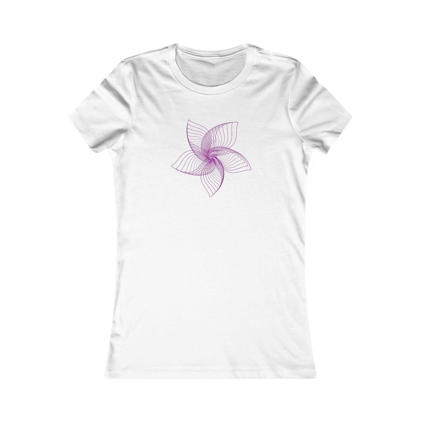 Women's Favorite T-Shirt "Geometric Petal Play" Whimsical 5-Petal Flower Purple Print