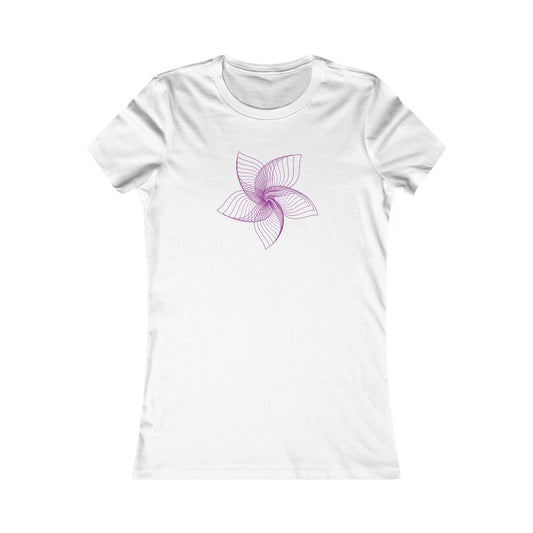 Women's Favorite T-Shirt "Geometric Petal Play" Whimsical 5-Petal Flower Purple Print