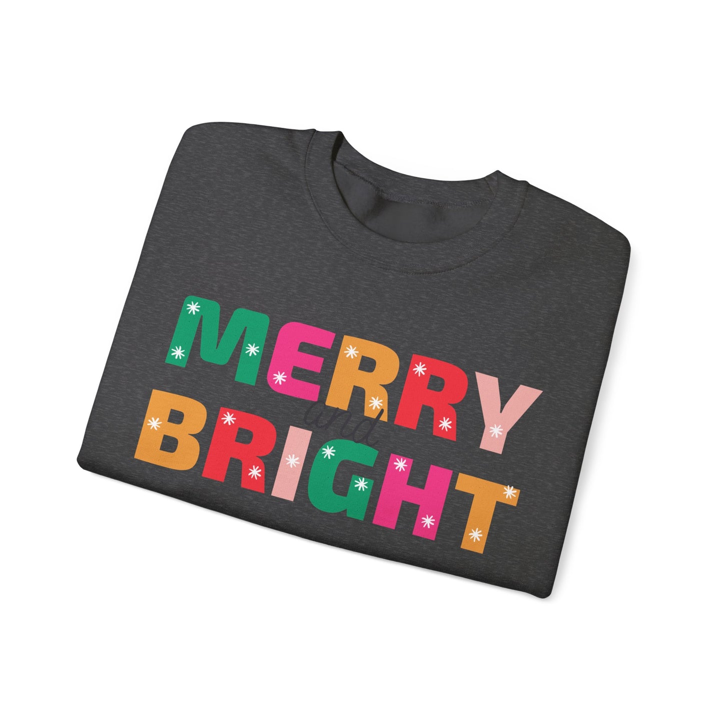 Unisex Heavy Blend Crewneck Sweatshirt Colorful Merry and Bright 🎄✨🌈