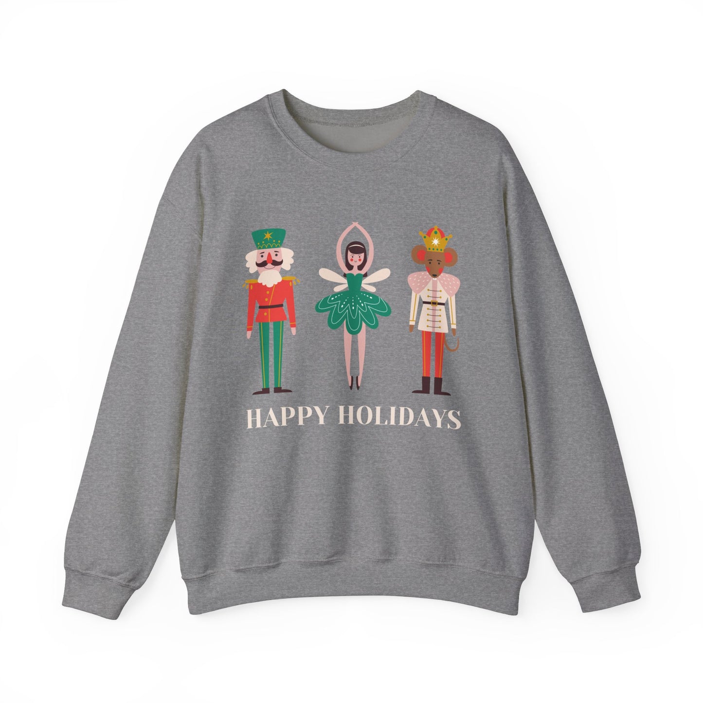 Unisex Heavy Blend Crewneck Sweatshirt Happy Holidays Nutcracker 🎄✨