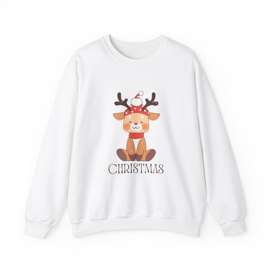 Unisex Heavy Blend Crewneck Sweatshirt Sitting Deer with Christmas 🎄🦌✨