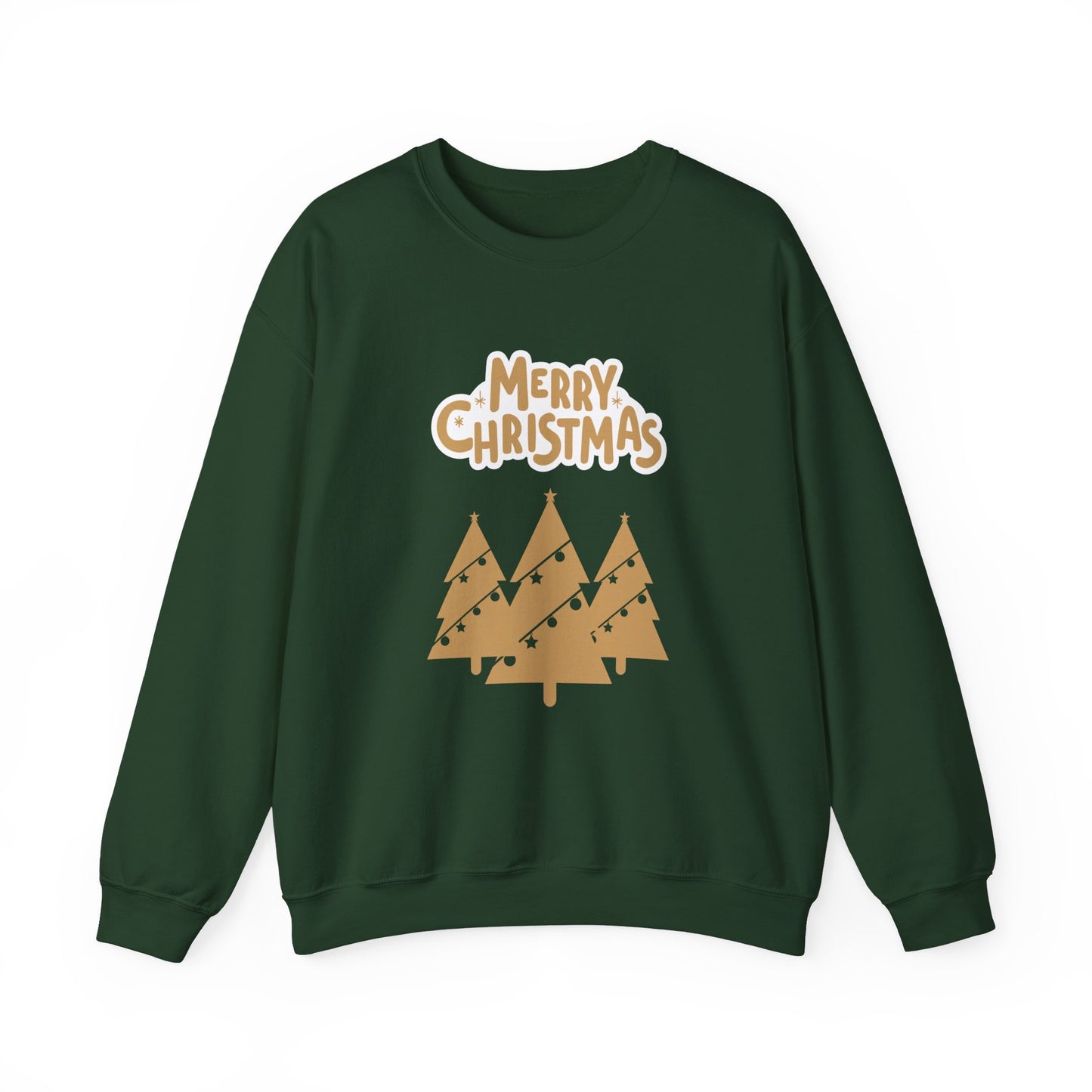 Unisex Heavy Blend Crewneck Sweatshirt Merry Christmas Gold Trees 🎄✨💛