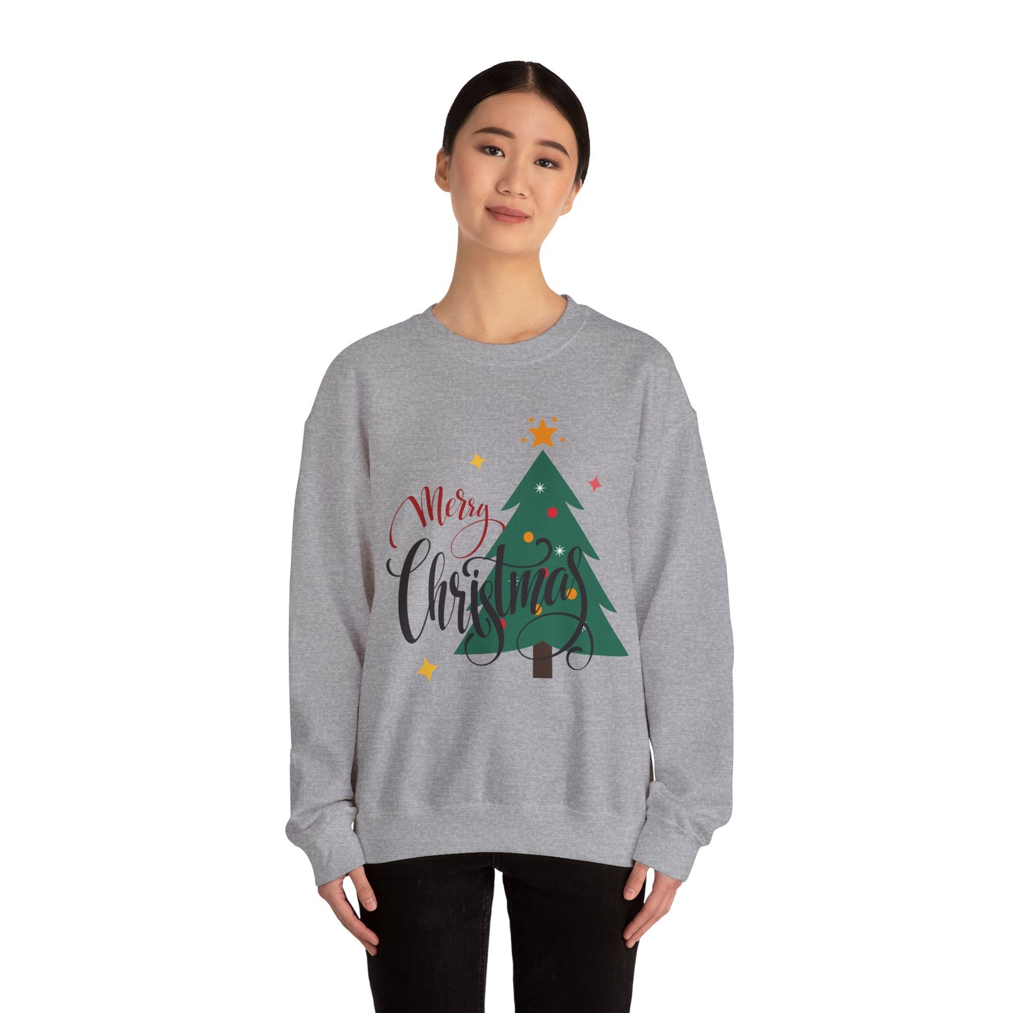 Unisex Heavy Blend Crewneck Sweatshirt Merry Christmas Tree Design 🎄✨