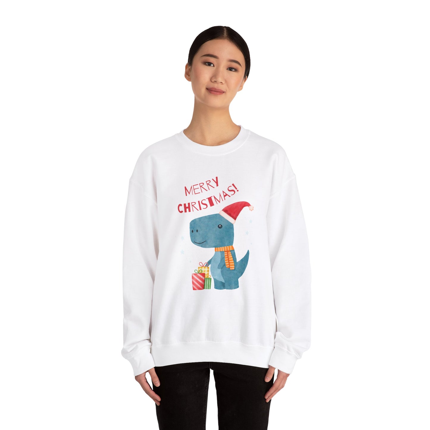 Unisex Heavy Blend Crewneck Sweatshirt Merry Christmas Dino 🎄🦖🎁