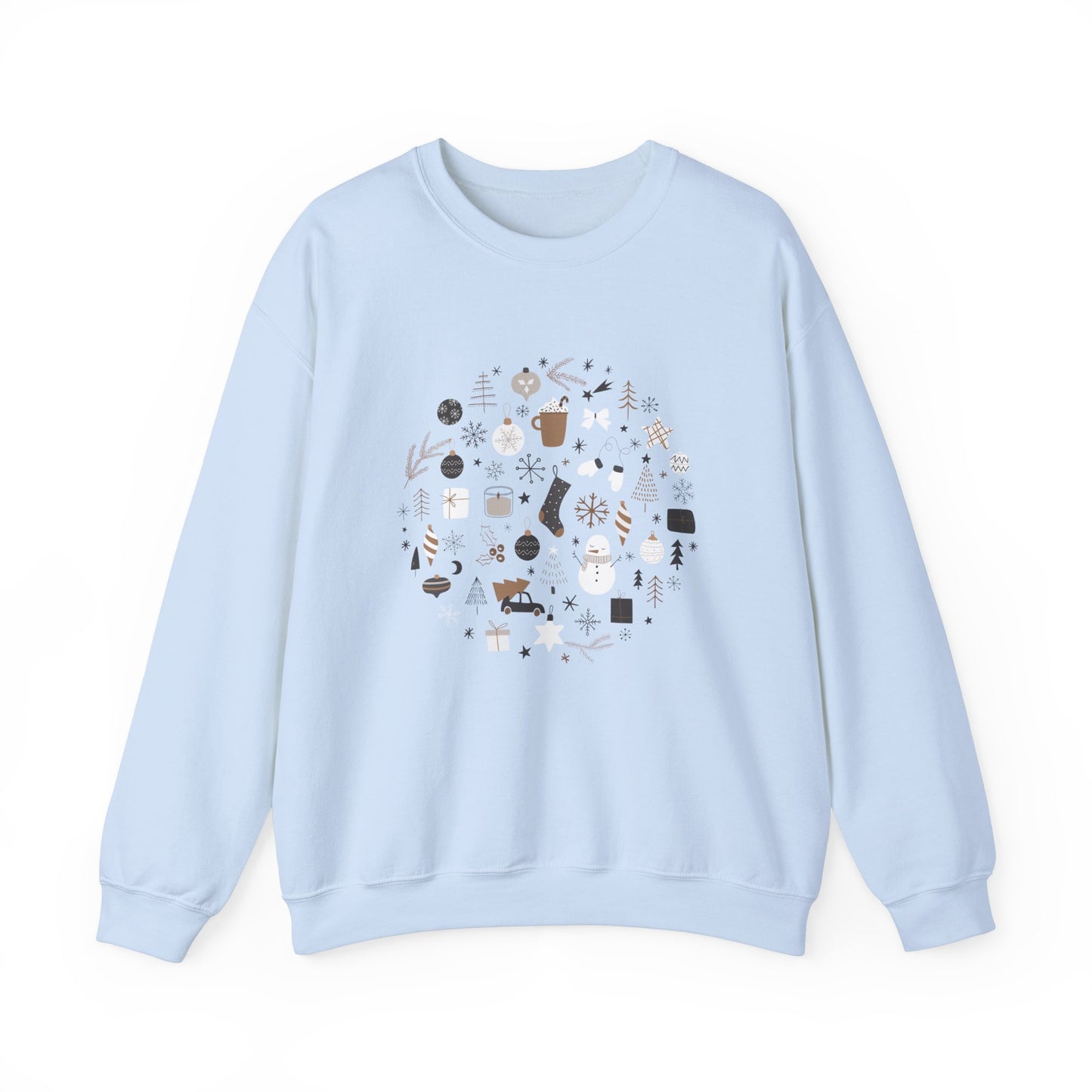 Unisex Heavy Blend Crewneck Sweatshirt Festive Holiday Round Collage 🎄☃️❄️