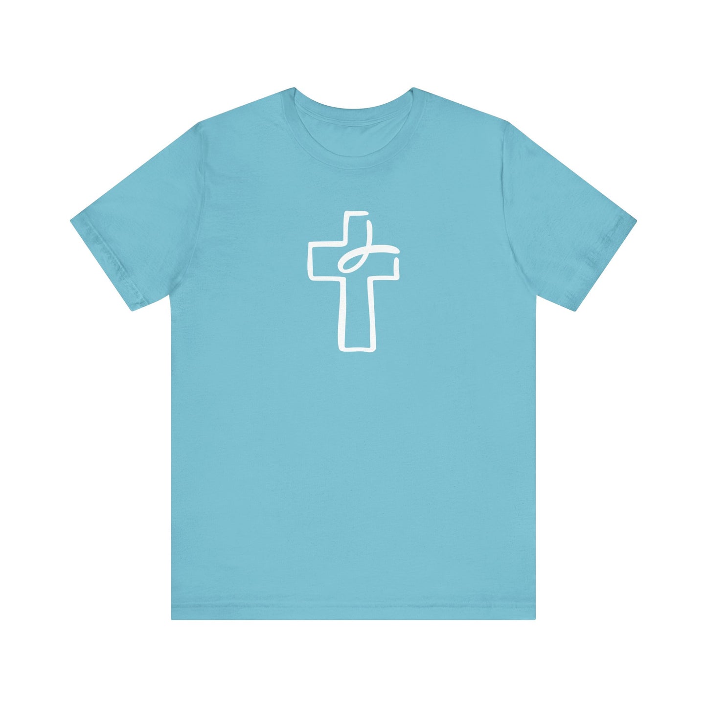 Unisex Jersey Short Sleeve Tee Crucifix Ichthys "Jesus Fish" White Print