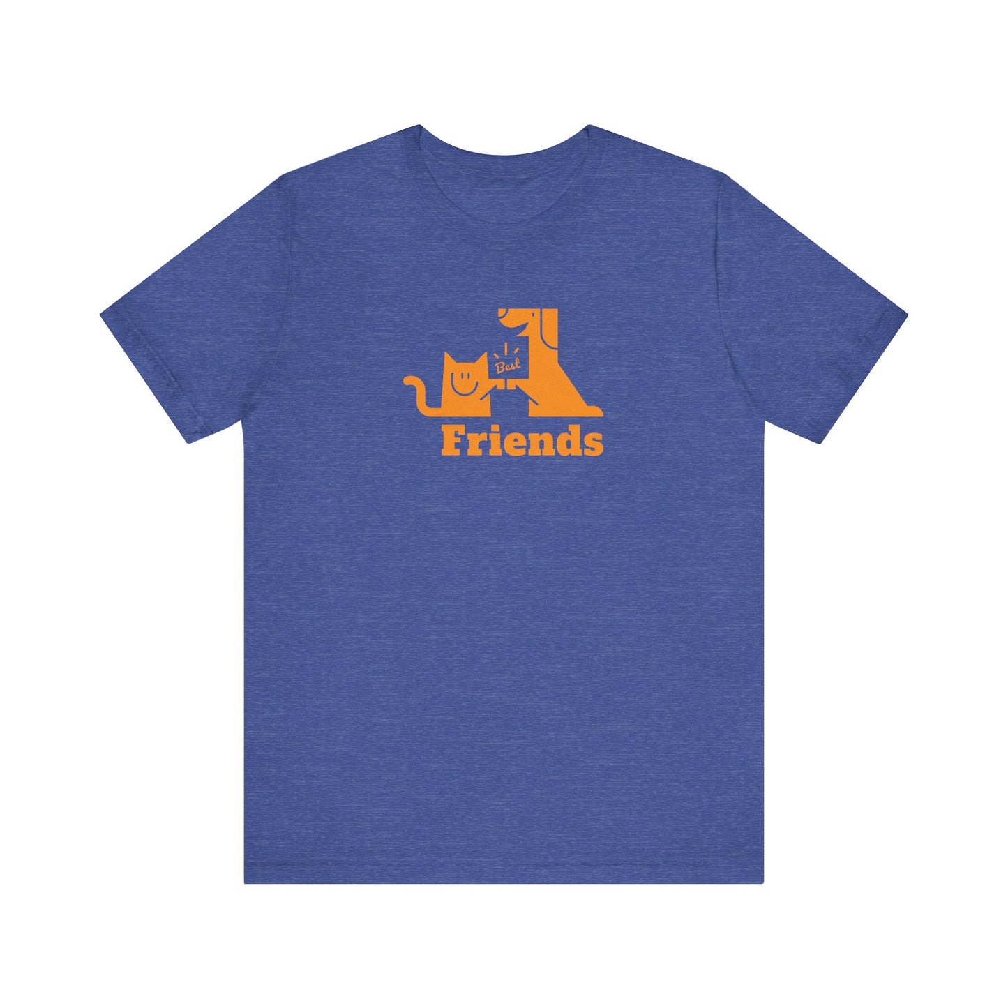 Unisex Jersey Short Sleeve Tee Cat & Dog Hi-5 Each Other Best Friends Orange Print