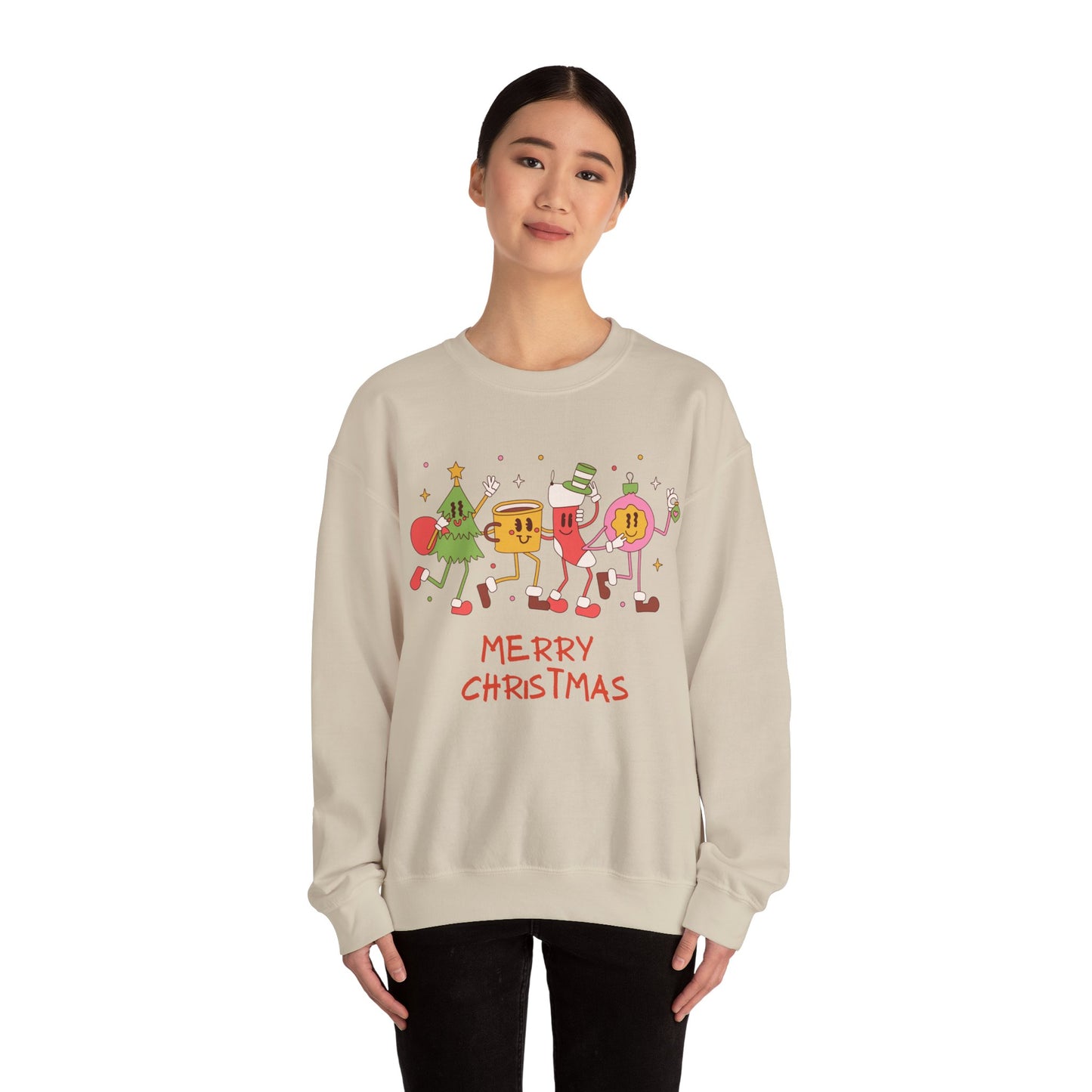 Unisex Heavy Blend Crewneck Sweatshirt Merry Christmas Vintage Style 🎄✨