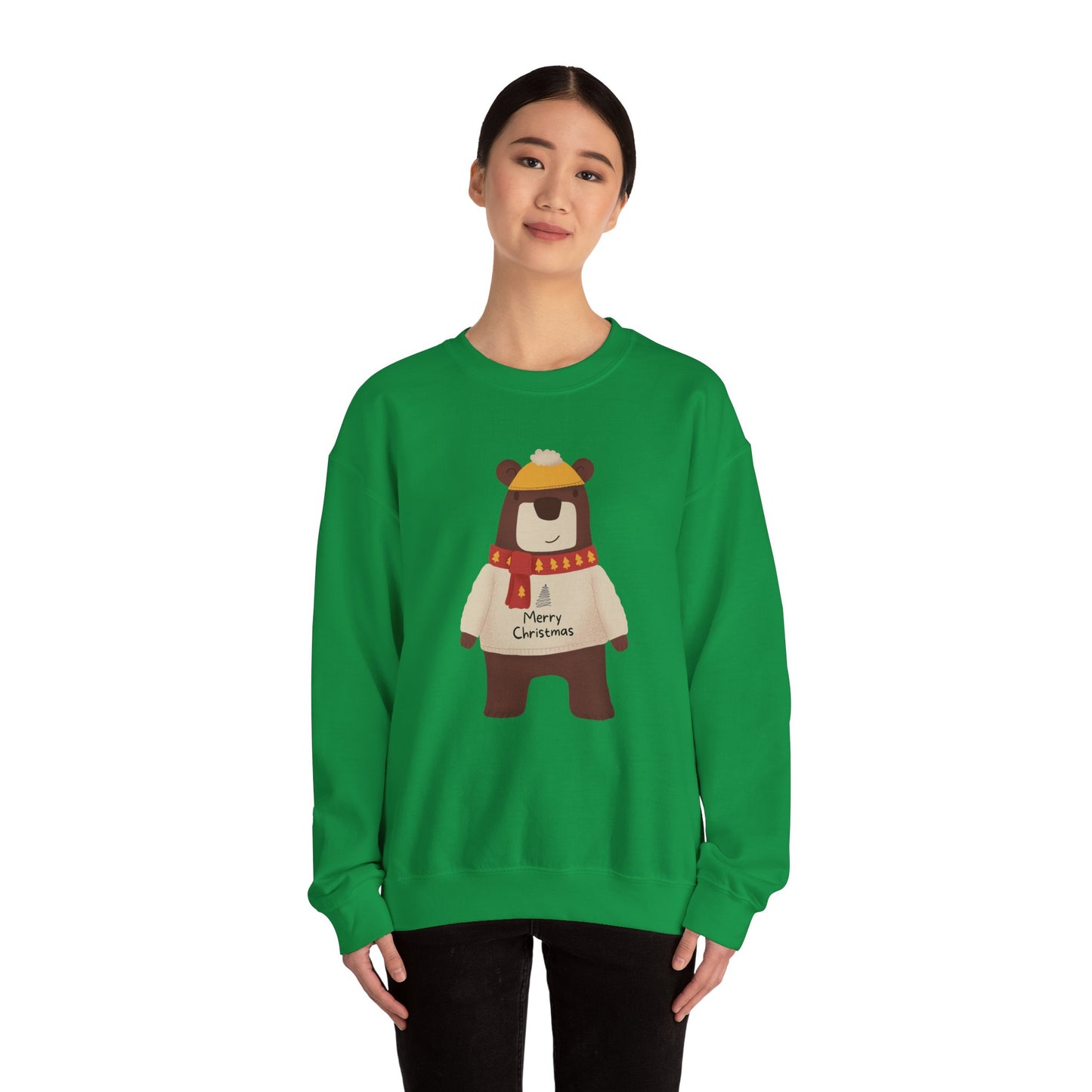 Unisex Heavy Blend Crewneck Sweatshirt Festive Bear in Sweater & Scarf 🎄🐻❤️
