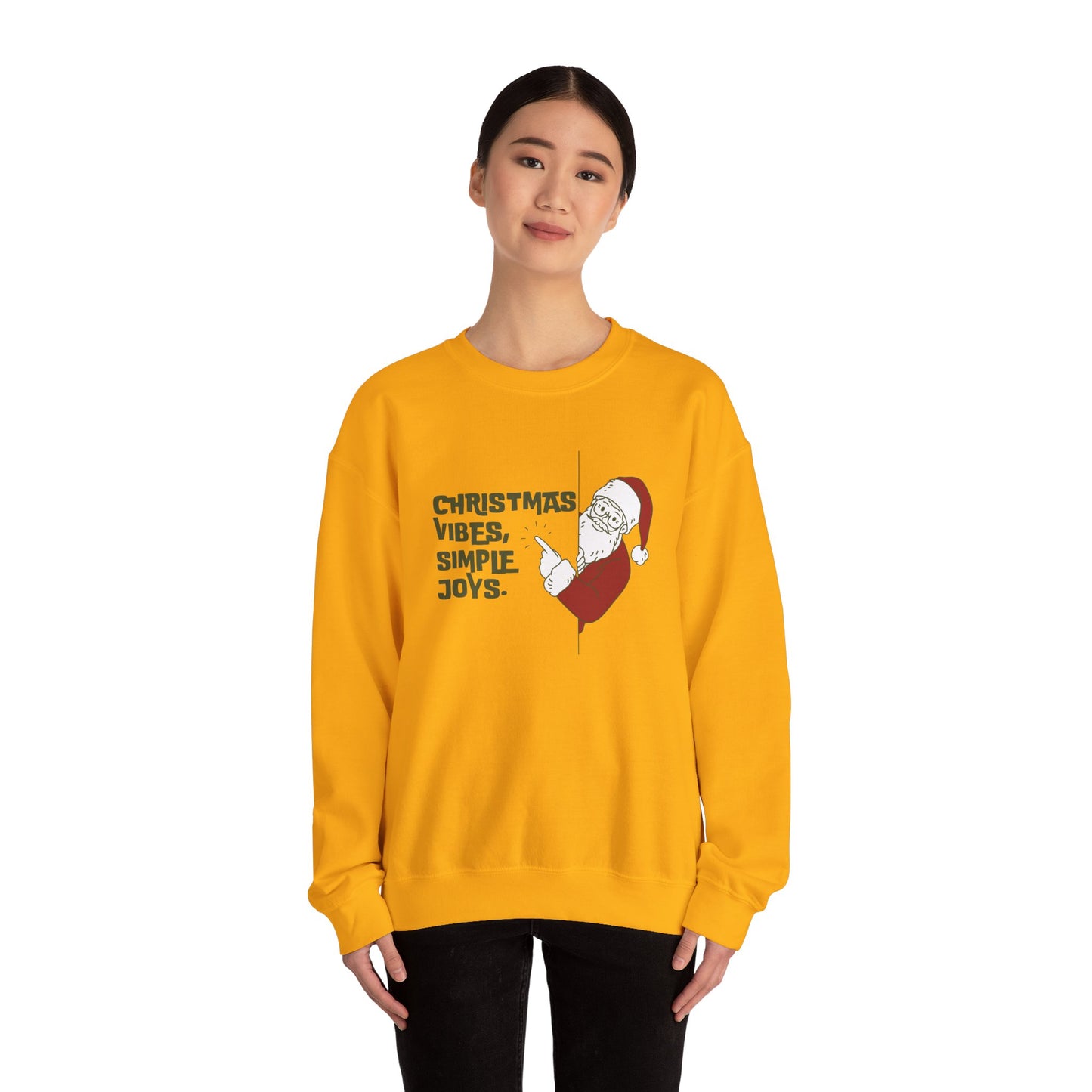 Unisex Heavy Blend Crewneck Sweatshirt Christmas Vibes Simple Joys with Santa 🎅✨