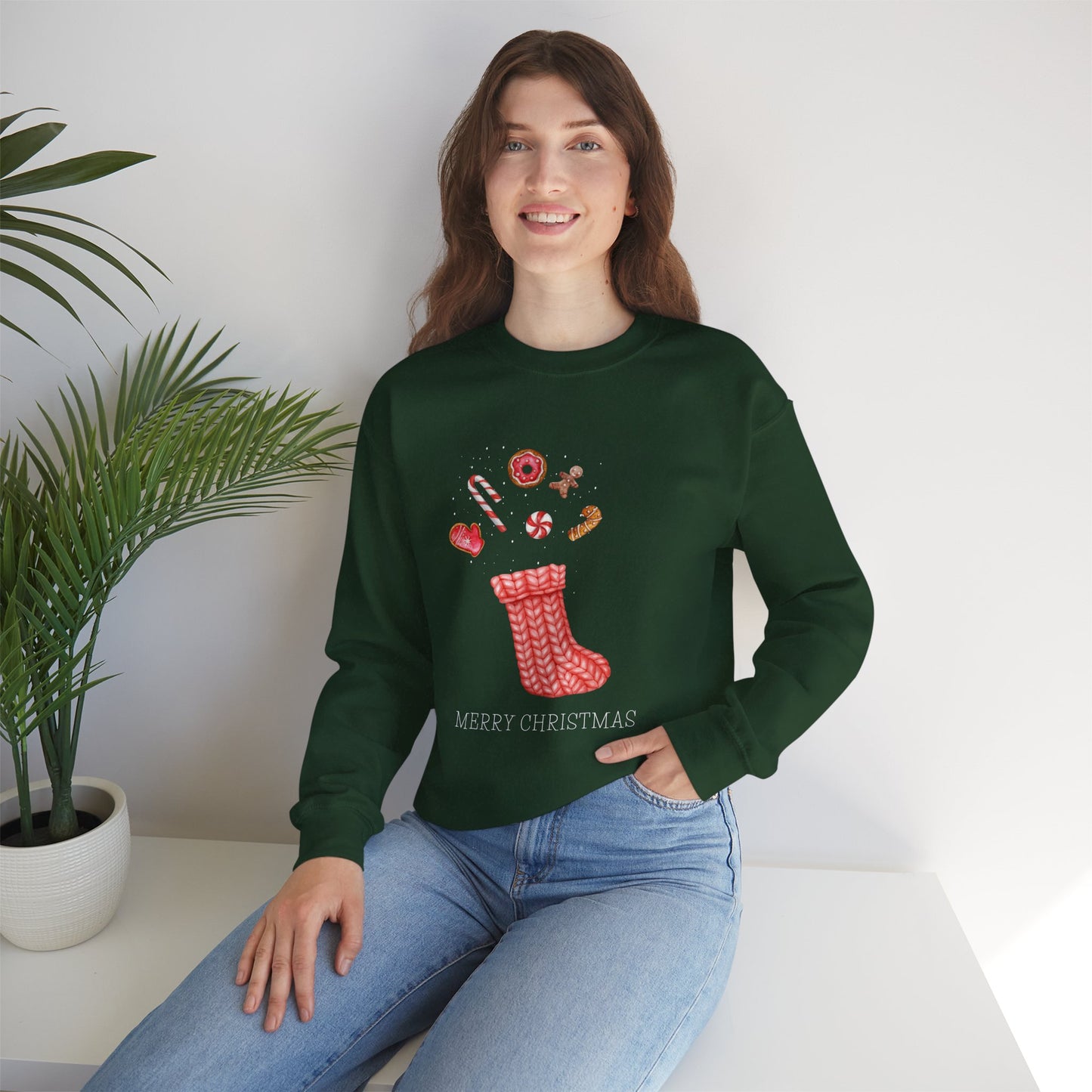 Cozy Christmas Sock 🎄🧦🍩 Unisex Heavy Blend Crewneck Sweatshirt