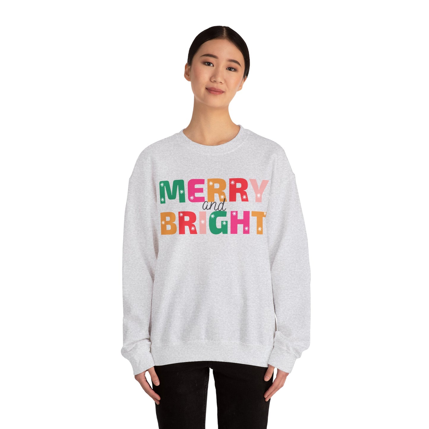 Unisex Heavy Blend Crewneck Sweatshirt Colorful Merry and Bright 🎄✨🌈