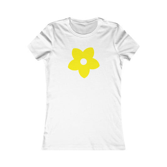 Women's Favorite T-Shirt "Petals of Joy" Playful 5-Petal Flower Design Yellow Print