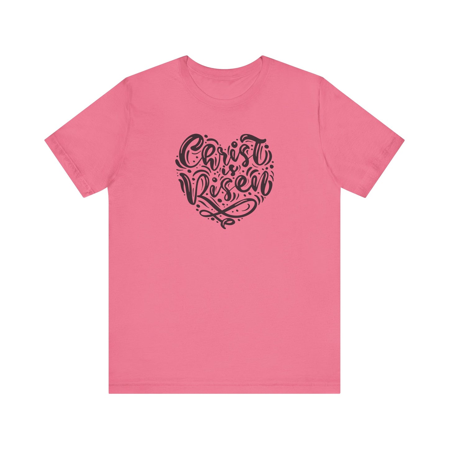 Christ is Risen Heart Shaped Black Print Unisex Jersey Short Sleeve Tee