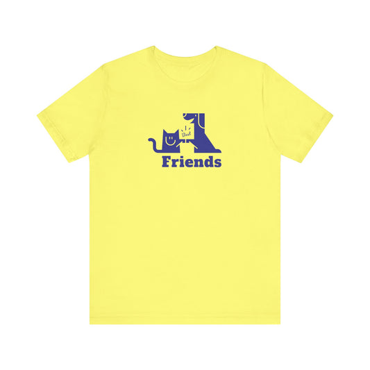 Unisex Jersey Short Sleeve Tee Cat & Dog Hi-5 Each Other Best Friends Navy Print