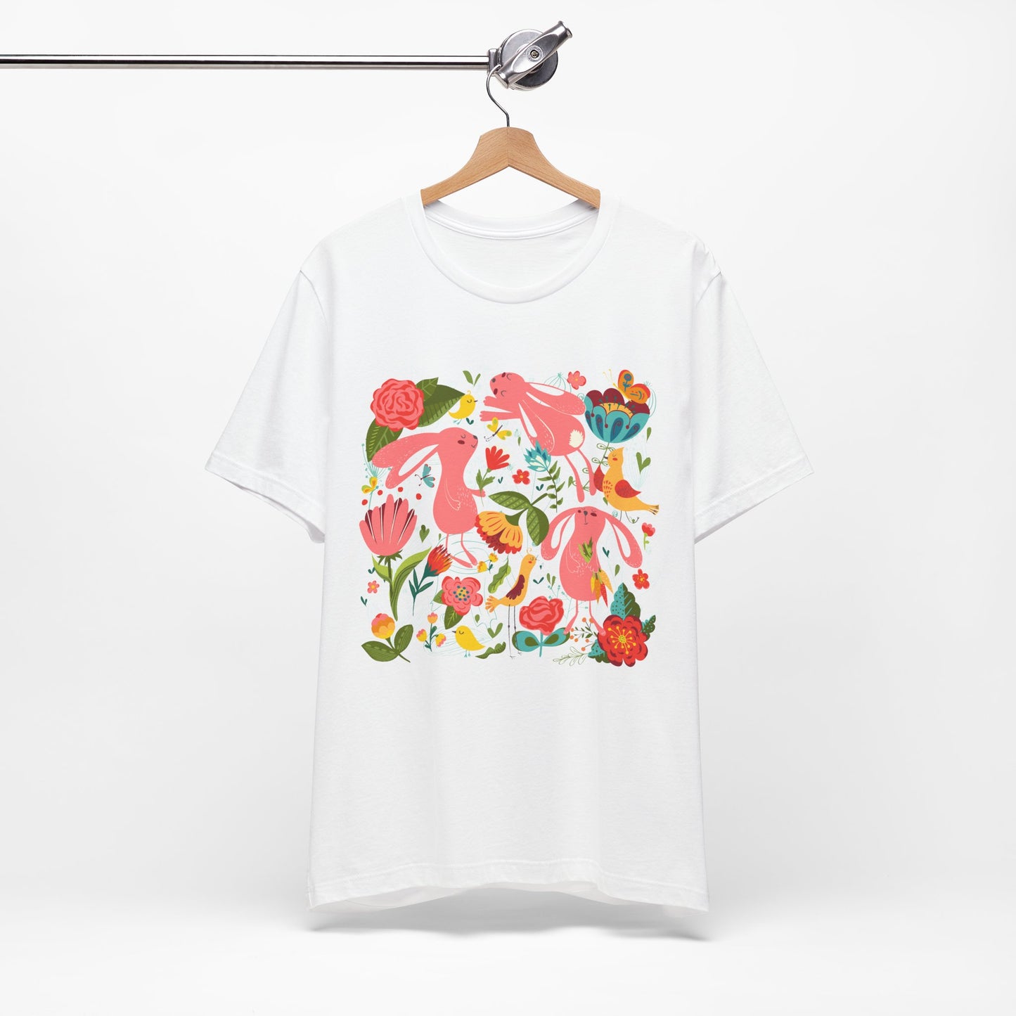 Bunny Bonanza Colorful Boho Easter Rabbit Trio Unisex Jersey Short Sleeve Tee