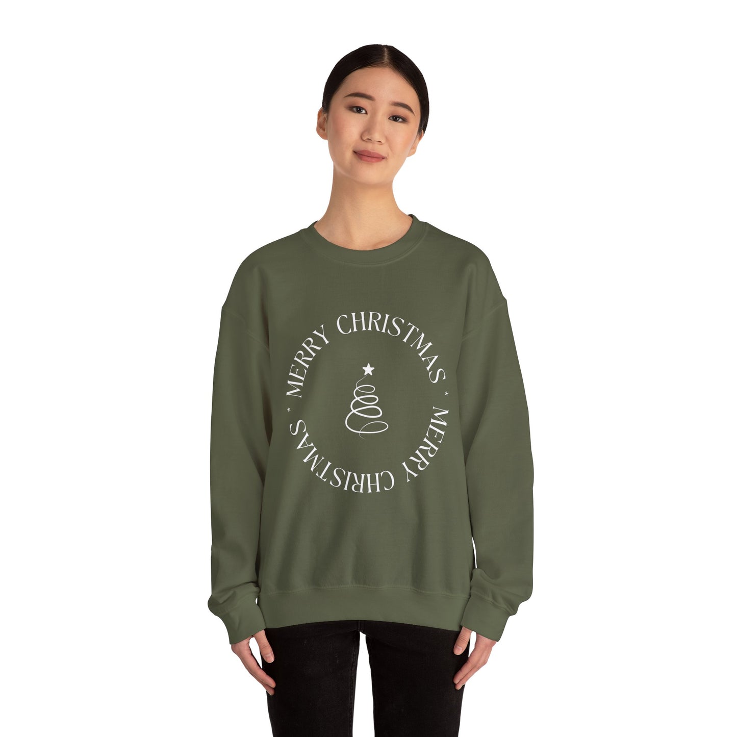 Unisex Heavy Blend Crewneck Sweatshirt Elegant Merry Christmas Tree 🎄✨